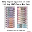 88-Different-Bank-Notes-Set-of-Fifty-Rupees-all-Signatures-from-1975-to-2020.