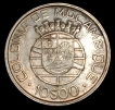 Silver 10 Escudos Coin of Mozambique-Portugal of 1938.