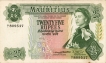 Mauritius Twenty Five Rupees Bank Note of Queen Elizabeth II.