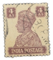 Postal-Stamp-of-George-VI-4-Annas-Dull-Brown-&-White-Colour---Used-as-per-Image.