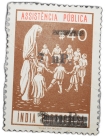 Postal-Stamp-of-India-Portugues---Assistencia-Publica-Cancelled-and-Over-Printed