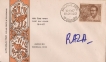 Autograph of Indian Painter S H Raza on fdc of nand lal bose