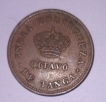 1881 Indo-Portuguese Copper One Eighth Tanga Coin of Luis I.