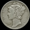 1942 Silver Dime Coin of United State of America.