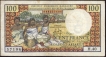 Rare One Hundred Francs Note of 1964-1973 of Madagascar.