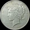 Silver One Dollar Coin of United States of America Issued in 1923.