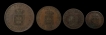 Set of 4 Bronze Tanga Coins of Indo Portuguese.