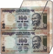 Very Rare Paper Sheet Fold Cutting Error One Hundred Rupees Notes Signed by Y.V. Reddy.
