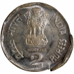 Hyderabad Mint Partial Indent Error Two Rupees Coin of Republic India of 1992.