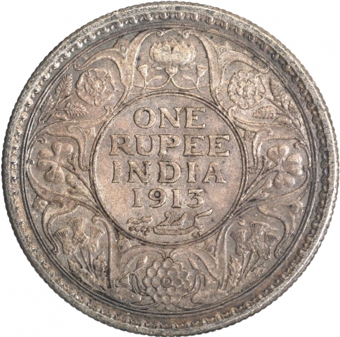 Bombay-Mint-Silver-One-Rupee-Coin-of--King-George-V-of-1913-