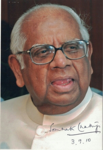 Rare-Autograph-of-former-speaker-Somnath-Chatterjee-dated-7-9-2010-on-Photograph.