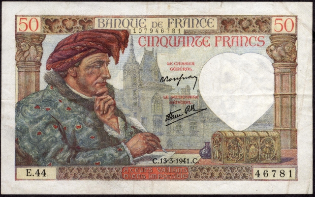 1941-Fifty-Francs-Bank-Note-of-France.