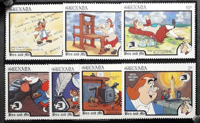 Grenada-Ben-and-me-Set-of-7-Stamp-Disney-Series-1989-MNH.