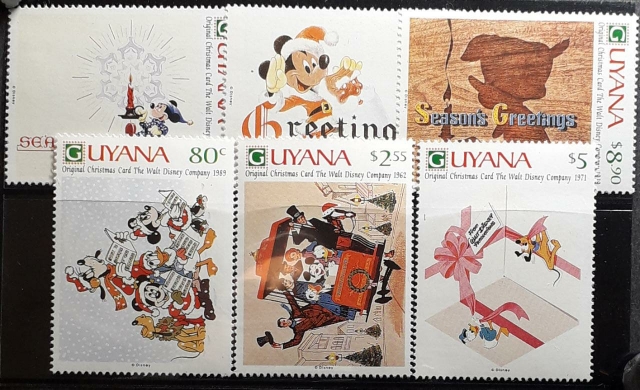 Guyana-Christmas-Set-of-5-Stamps-in-The-Disney-Cartoon-Series-MNH.