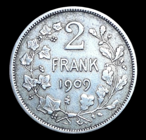 Silver-2-Frank-Coin-Of-Leopold-II-Belgium-of-1909.