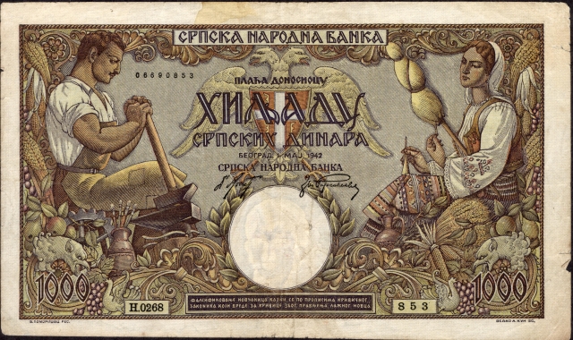 1942-One-Thousand-Dinaras-Bank-Note-of-Serbia.