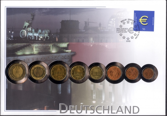 Nuphil-Special-Cover-of-Germany-Dated-1st-Jan-2002-With-Euro-Coin-Set.