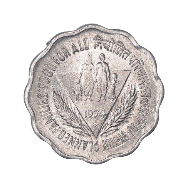 Republic-India-Aluminium-10-Paise-Planned-Families-Food-For-All-Hyderabad-Mint-1974.