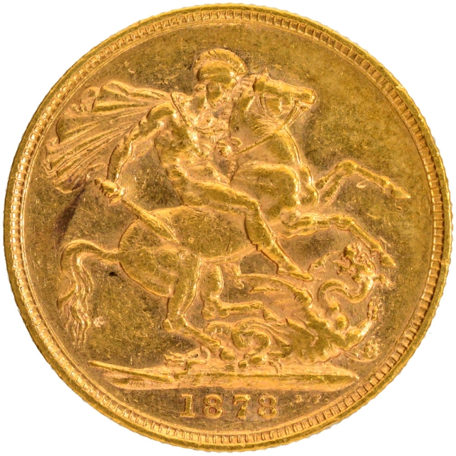 1878 Gold Sovereign Coin of Victoria of Australia.