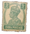 Postal-Stamp-of-George-VI-9-Pies-White-Green-Colour,-Un-Used-as-per-Image.