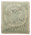 Postal-Stamp-of-Gwalior-State---Madho-Rao-Sindhiya---Dull-Green-1-Anna---Used-Co