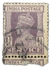 Postal-Stamp-of-George-VI-1-1/2-Anna-Service-Purple-Colour,-Used-as-per-Image.