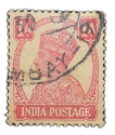 Postal Stamp of George VI 1 Anna - Dull Red & White Colour - Used as per Image.