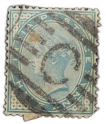 Postal-Stamp-of-Victoria-1/2-Anna---Dull-Green-Colour---Bold-'C'-Cancellation---