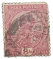 Postal-Stamp-of-George-V-8-Annas-(AD-1912)---Deep-Magenta-Colour---Used-as-per-I