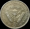 1943 Silver Three Pence Coin of South Africa.
