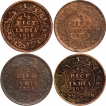 Calcutta-Mint-Bronze-Half-Pice-Coins-of-King-George-V-of--1919-and-1920-and-1921-and-1922