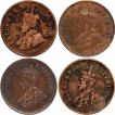 Calcutta-Mint-Bronze-Half-Pice-Coins-of-King-George-V-of--1919-and-1920-and-1921-and-1922