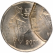 Off Centre Double Struck Error Two Rupees Coin of Republic India of 2001.