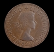 Queen Elizabeth's first Portrait  Bronze One Penny fourth design 1963 Coin of UK
