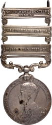 British-India,-India-General-Service,-Kaisar-I-Hind-(1910-30)--King-George-V, Silver-Medal, Awarded-to "Basant-Singh"-of-Dogra-Regiment-Three-Clasps.